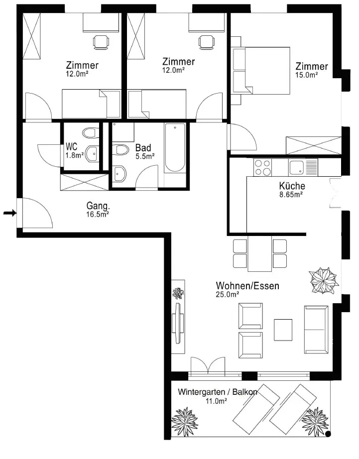 4.5 Zimmer-Wohnung