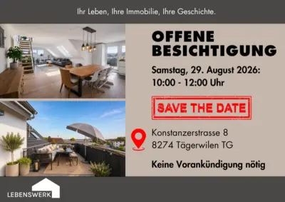 Offene Besichtigung: 29.08.26 Moderne Wohnung mit Weitblick, Tägerwilen TG, 8274 Tägerwilen, Maisonettewohnung