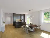 Moderne Wohnküche mit Essbereich