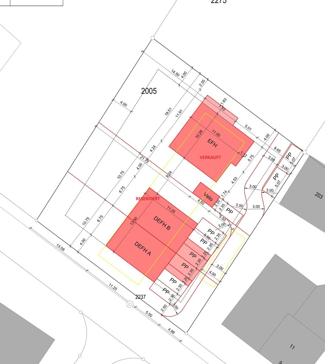 Situation 1:200 - Haus B reserviert