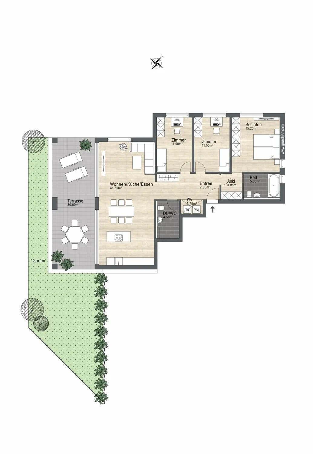 Grundriss Gartenwohnung